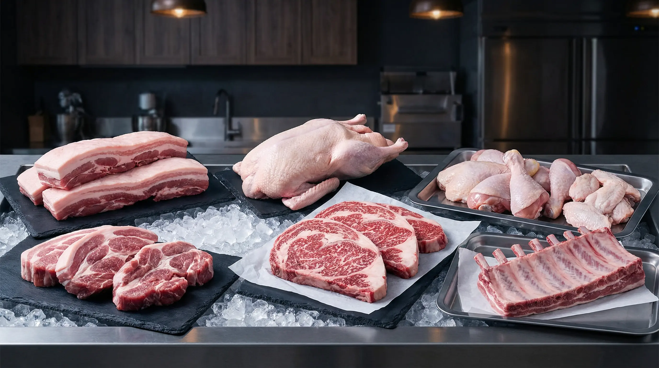 九龍城凍肉店外觀，新鮮肉類陳列